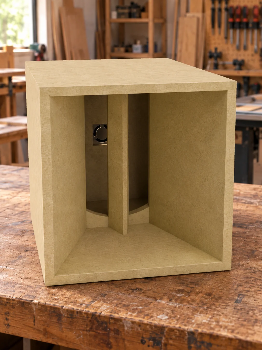 Caixa acústica Canion modelo 1240R em MDF na oficina